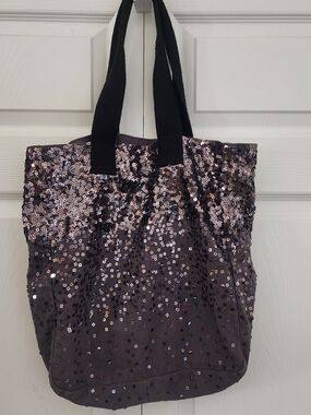 Y2K Aeropostale Black Gray Sequin Tote Mcbling Bag, Shoulder Bag